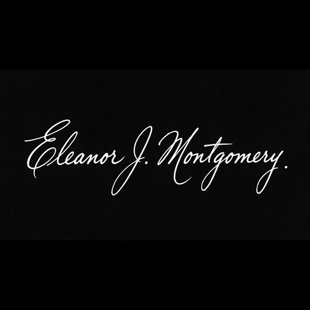 A handwritten signature on a black background