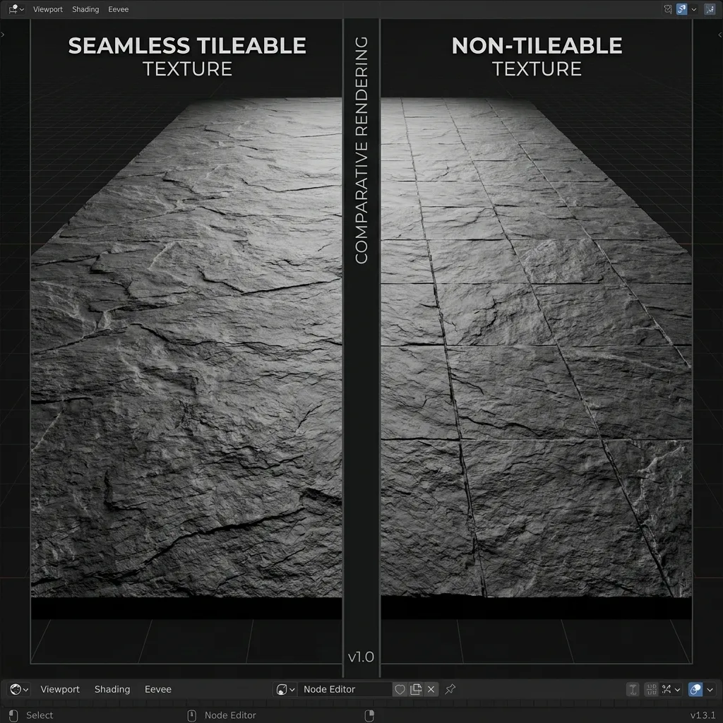 A detailed comparison between a perfect tileable texture and a broken texture with seams